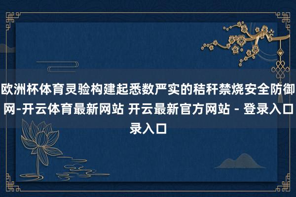 欧洲杯体育灵验构建起悉数严实的秸秆禁烧安全防御网-开云体育最新网站 开云最新官方网站 - 登录入口
