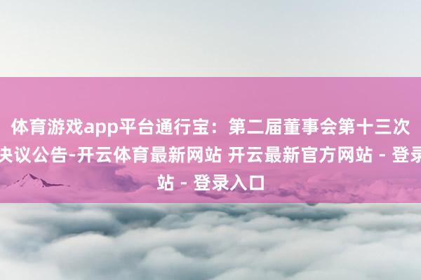 体育游戏app平台通行宝：第二届董事会第十三次会议决议公告-开云体育最新网站 开云最新官方网站 - 登录入口