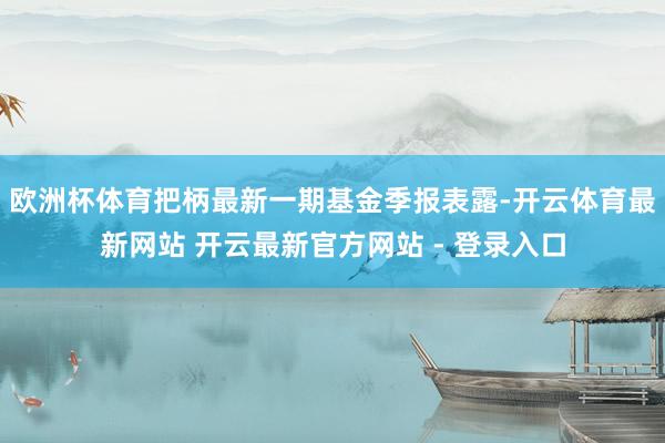 欧洲杯体育把柄最新一期基金季报表露-开云体育最新网站 开云最新官方网站 - 登录入口
