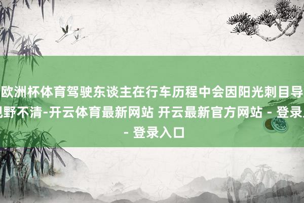 欧洲杯体育驾驶东谈主在行车历程中会因阳光刺目导致视野不清-开云体育最新网站 开云最新官方网站 - 登录入口