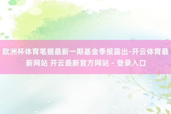 欧洲杯体育笔据最新一期基金季报露出-开云体育最新网站 开云最新官方网站 - 登录入口
