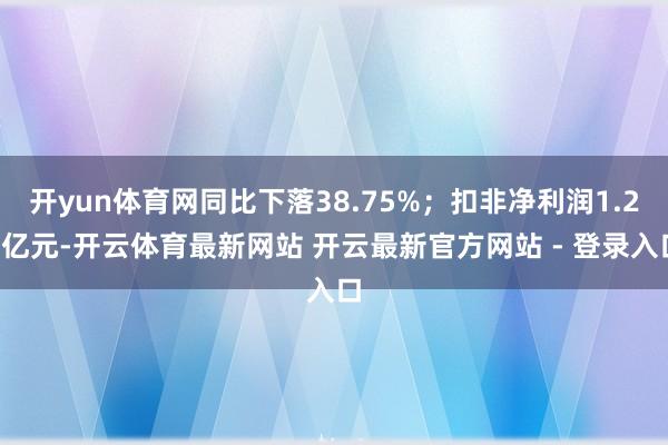 开yun体育网同比下落38.75%；扣非净利润1.23亿元-开云体育最新网站 开云最新官方网站 - 登录入口