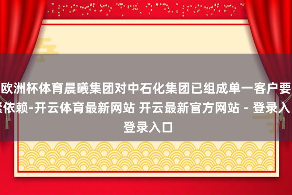 欧洲杯体育晨曦集团对中石化集团已组成单一客户要紧依赖-开云体育最新网站 开云最新官方网站 - 登录入口