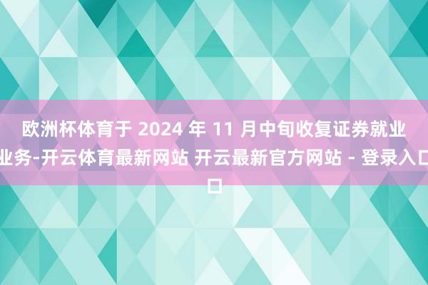 欧洲杯体育于 2024 年 11 月中旬收复证券就业业务-开云体育最新网站 开云最新官方网站 - 登录入口