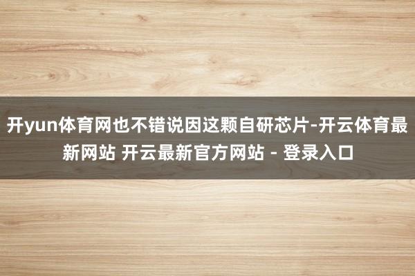 开yun体育网也不错说因这颗自研芯片-开云体育最新网站 开云最新官方网站 - 登录入口